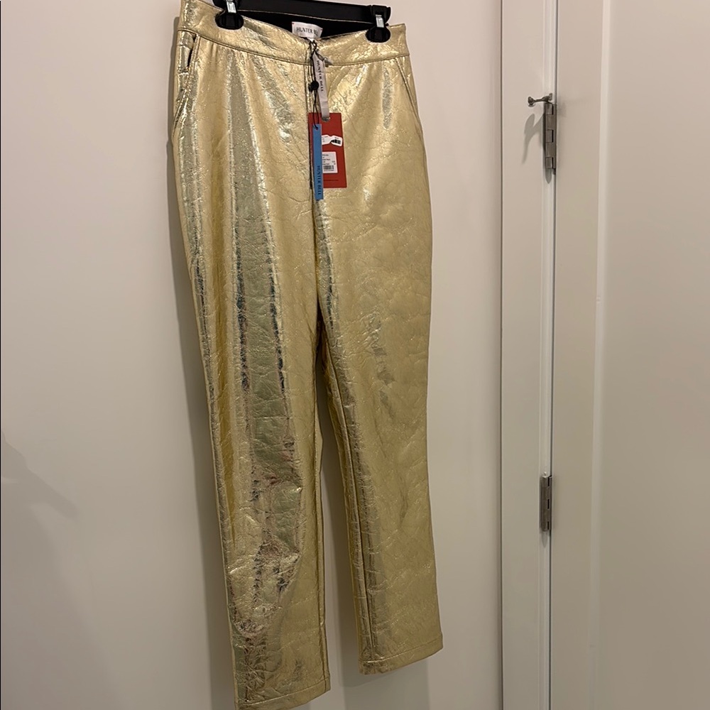 Hunter Bell Haskell cracked Gold Metallic Pants NWT size 10